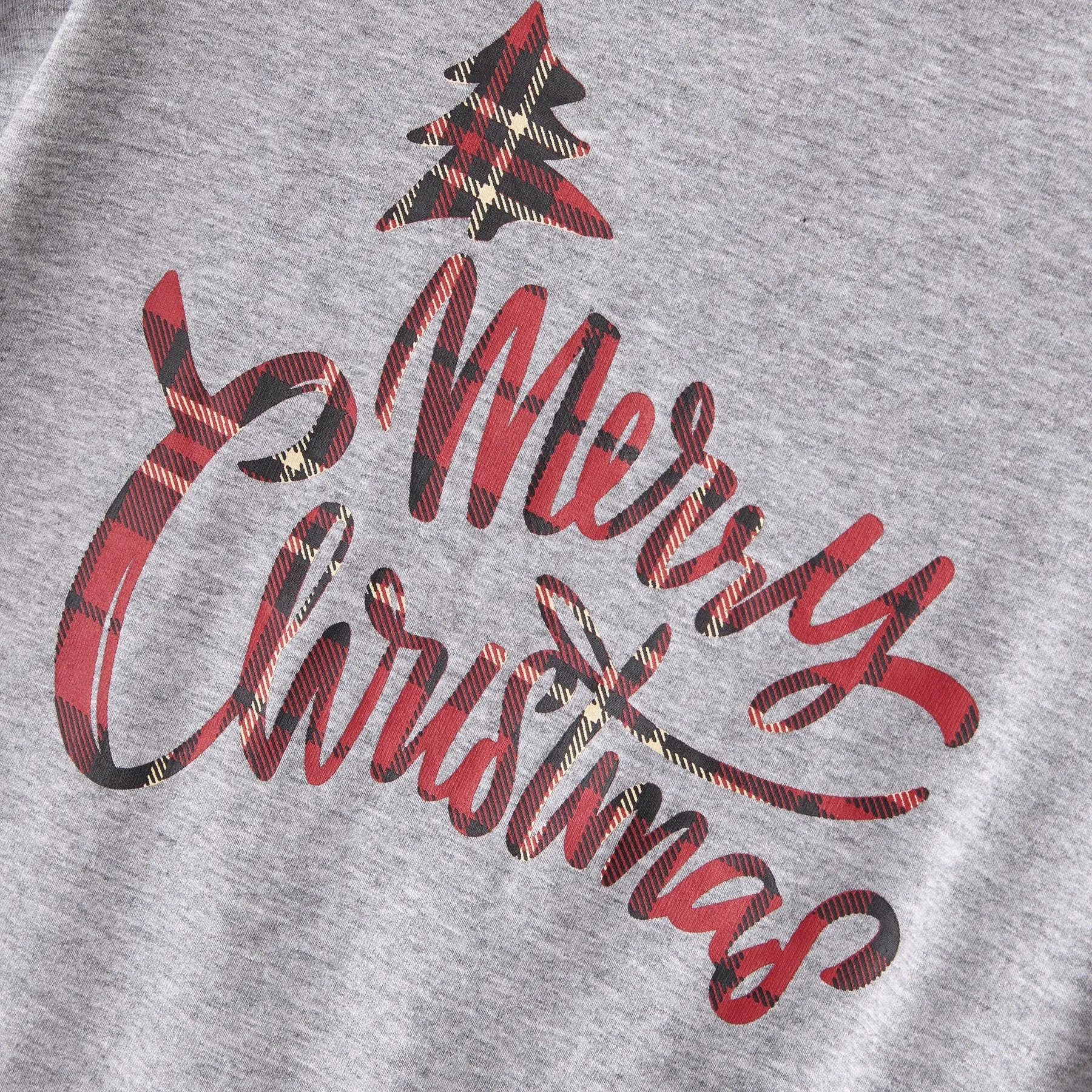 ' Merry Christmas ' Top and Plaid Pants Family Matching Pajamas Set
