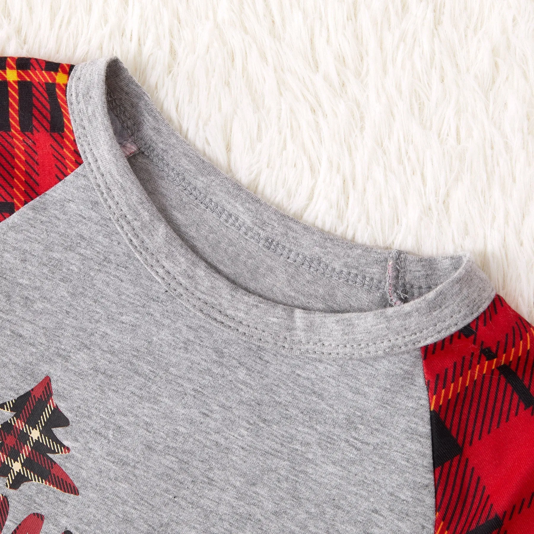 ' Merry Christmas ' Top and Plaid Pants Family Matching Pajamas Set
