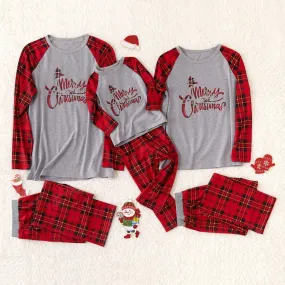 ' Merry Christmas ' Top and Plaid Pants Family Matching Pajamas Set