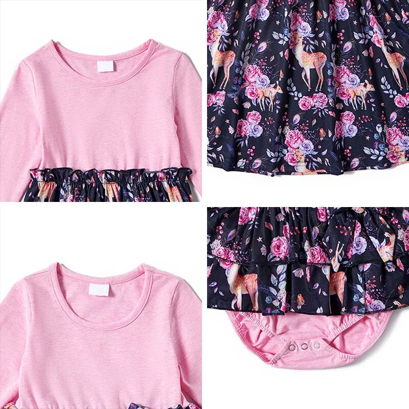 Bear Leader Family Matching Outfits Fashion Girls Patchwork Floral