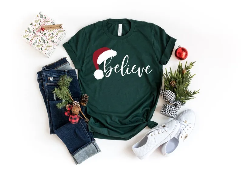 Believe Christmas Shirt, Christmas Believe Shirt Christmas Party Shirt Christmas T-Shirt, Christmas Family Shirt, Believe Shirt