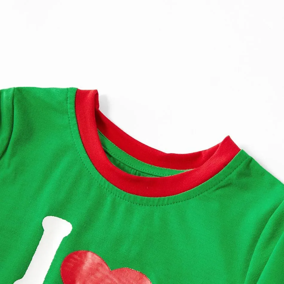 Christmas Family Matching ' I Love My Family ' Striped Pajamas Set
