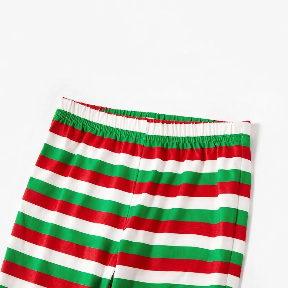 Christmas Family Matching ' I Love My Family ' Striped Pajamas Set