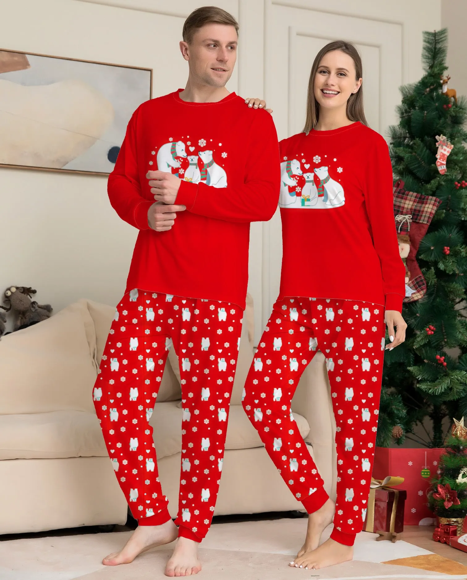 Christmas Holiday Family Matching Polar Bear Loungewear Sets