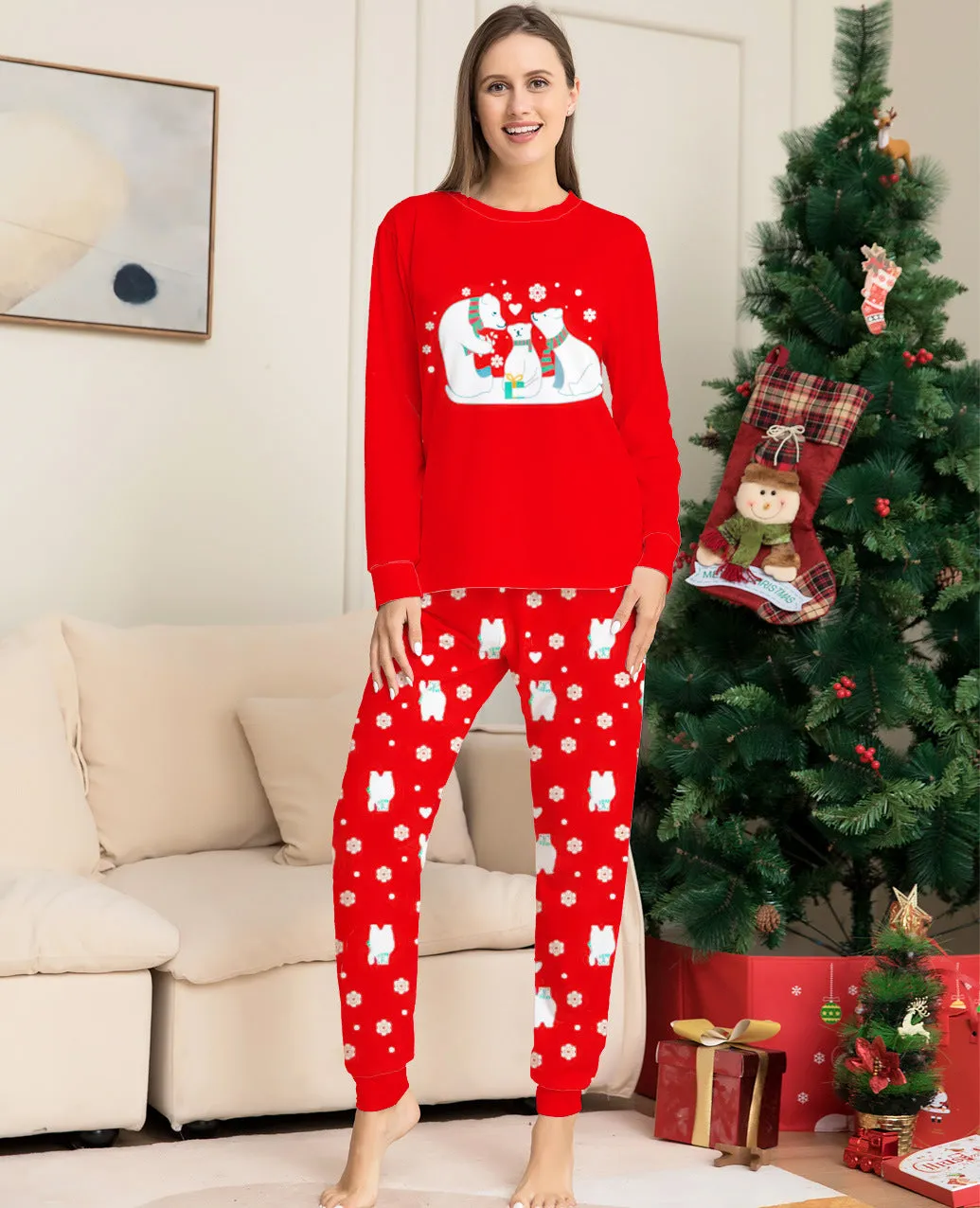 Christmas Holiday Family Matching Polar Bear Loungewear Sets