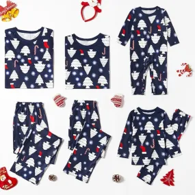 Christmas Tree and Snowflake Patterned Family Matching Pajamas Set