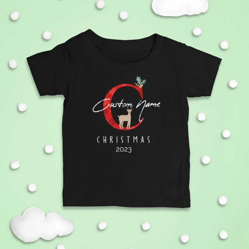Custom Name T-shirt Baby Onesie Christmas Alphabet-256