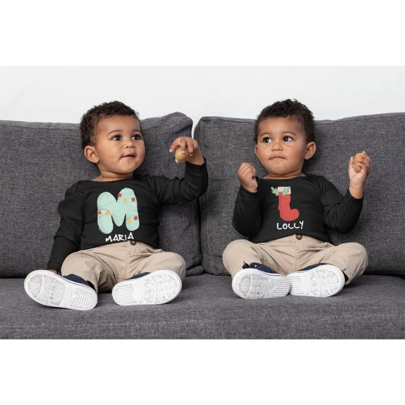 Custom Name T-shirt Baby Onesie Christmas Alphabet-256