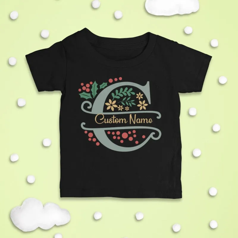 Custom Name T-shirt Baby Onesie Christmas Alphabet-256