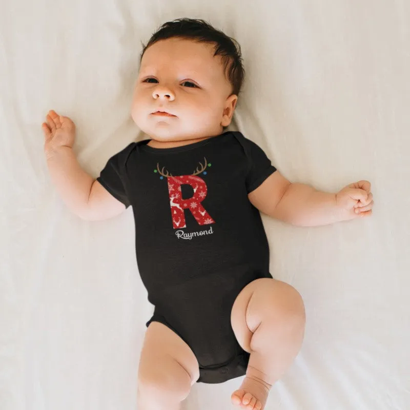 Custom Name T-shirt Baby Onesie Christmas Alphabet-256