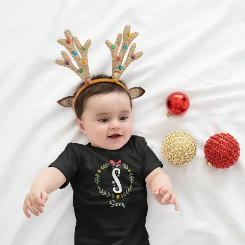 Custom Name T-shirt Baby Onesie Christmas Alphabet-256