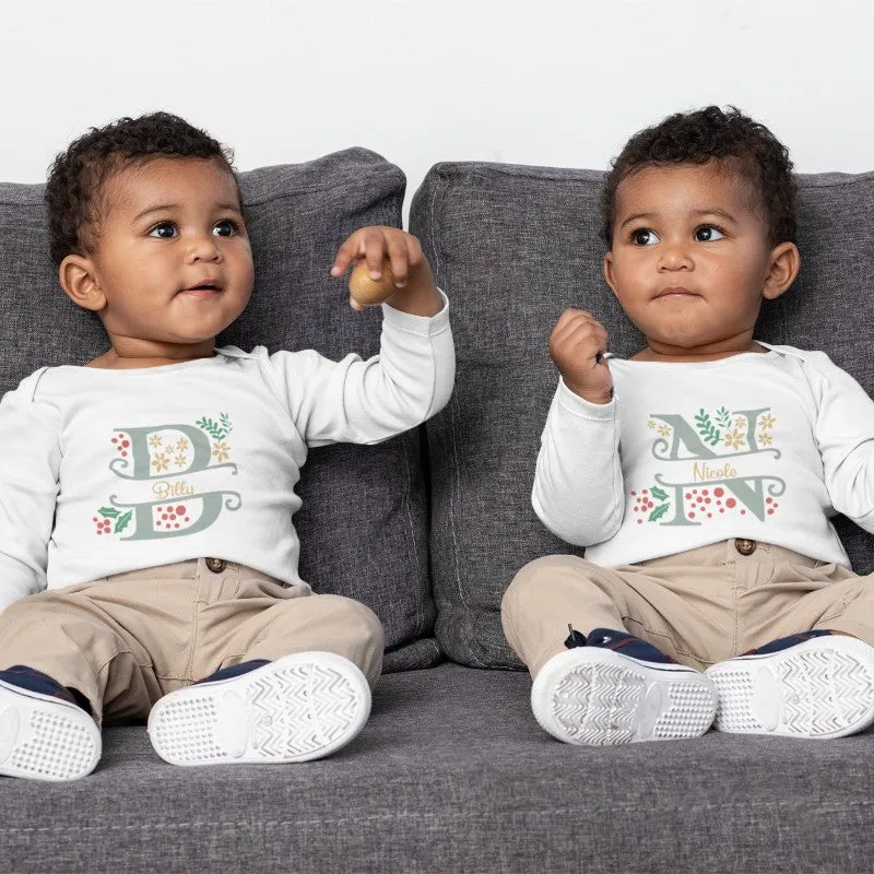 Custom Name T-shirt Baby Onesie Christmas Alphabet-256