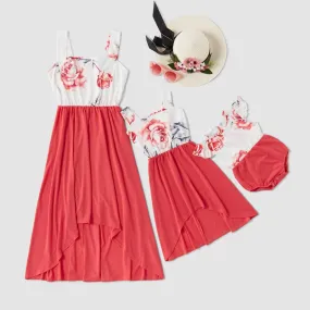 Cute Dress Mommy and Daughter Matching Clothes Fish Tail Floral Print