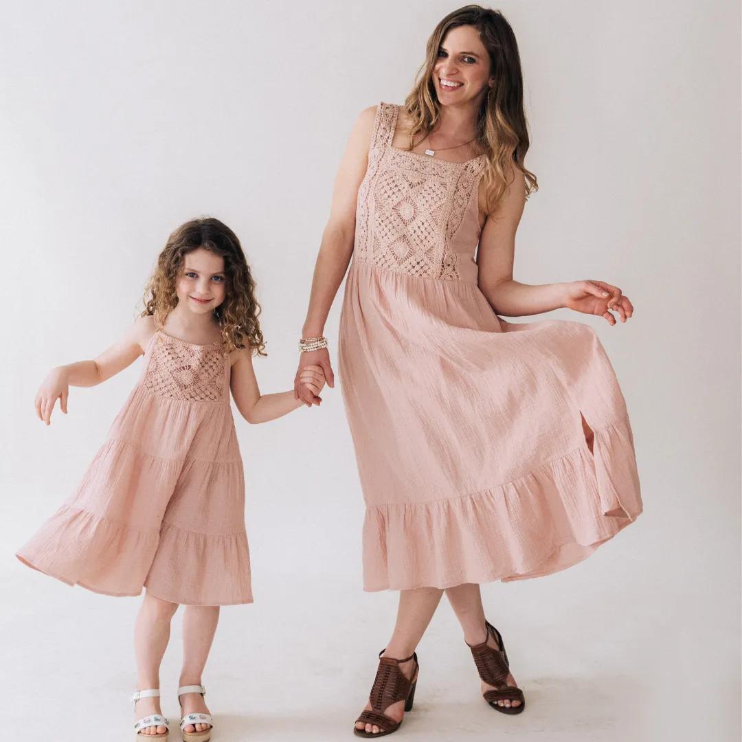 Dusty Rose Crochet Mommy & Me Dress - Child