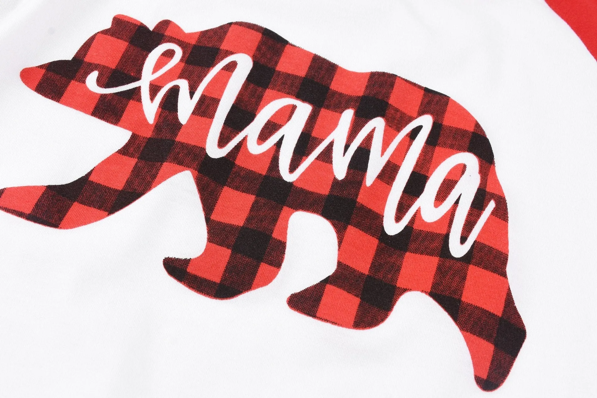 Family Matching  Bear Print Plaid Christmas Pajamas Set