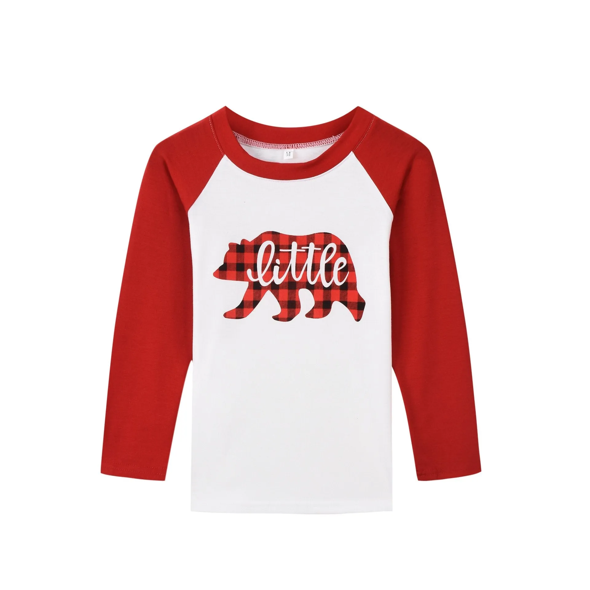 Family Matching  Bear Print Plaid Christmas Pajamas Set