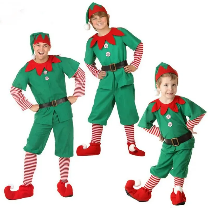 Family Matching Christmas Elf Costume Girls Elf Dress Sets