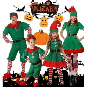 Family Matching Christmas Elf Costume Girls Elf Dress Sets