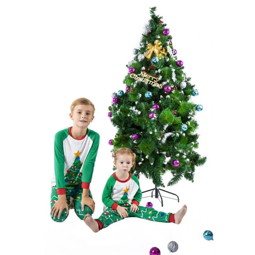 Family Matching Christmas Tree Print Pajamas Sets