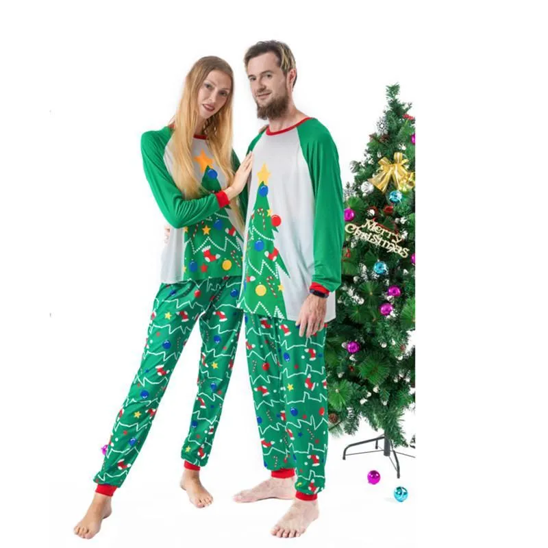 Family Matching Christmas Tree Print Pajamas Sets