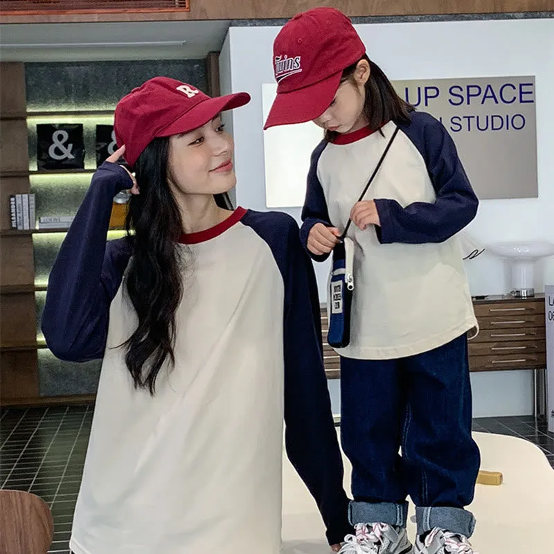 Family Matching Contrast Sleeves Tee