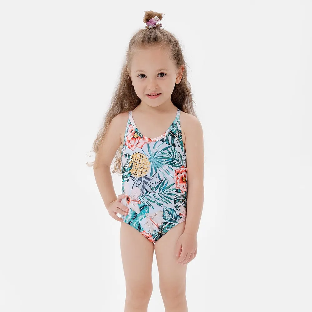 Family Matching Tropical Pineapple Printed Swimsuits
