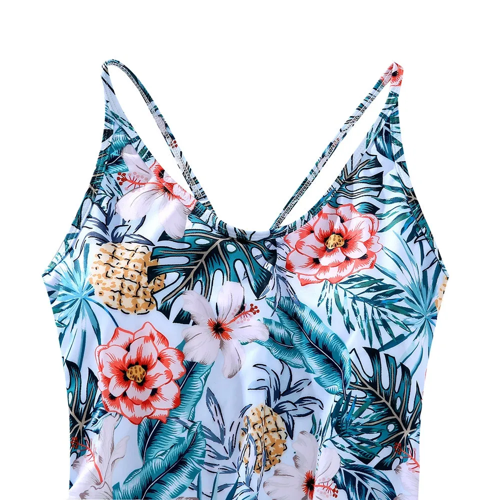 Family Matching Tropical Pineapple Printed Swimsuits