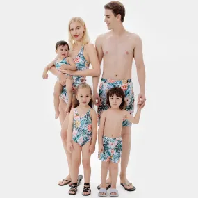 Family Matching Tropical Pineapple Printed Swimsuits