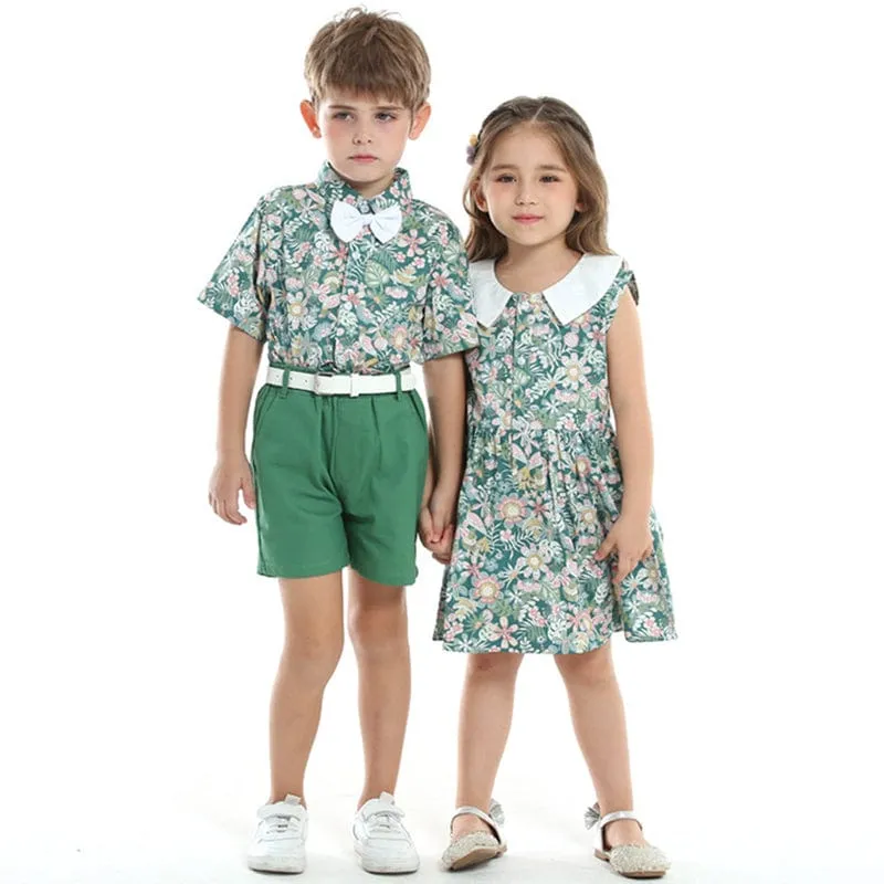 Floral Sibling Outfit For Boy and Girl