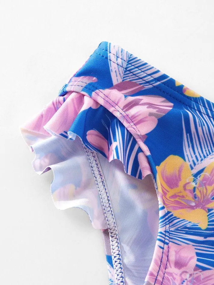 Flower Leaf Pattern Tankini Family Matching Swimwear