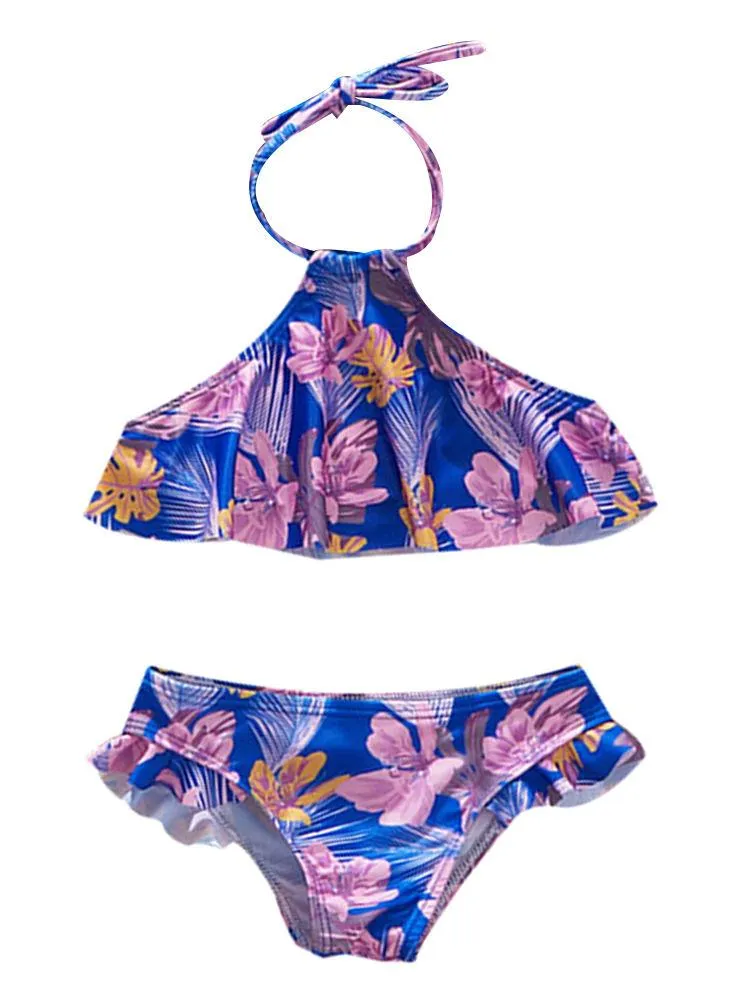 Flower Leaf Pattern Tankini Family Matching Swimwear