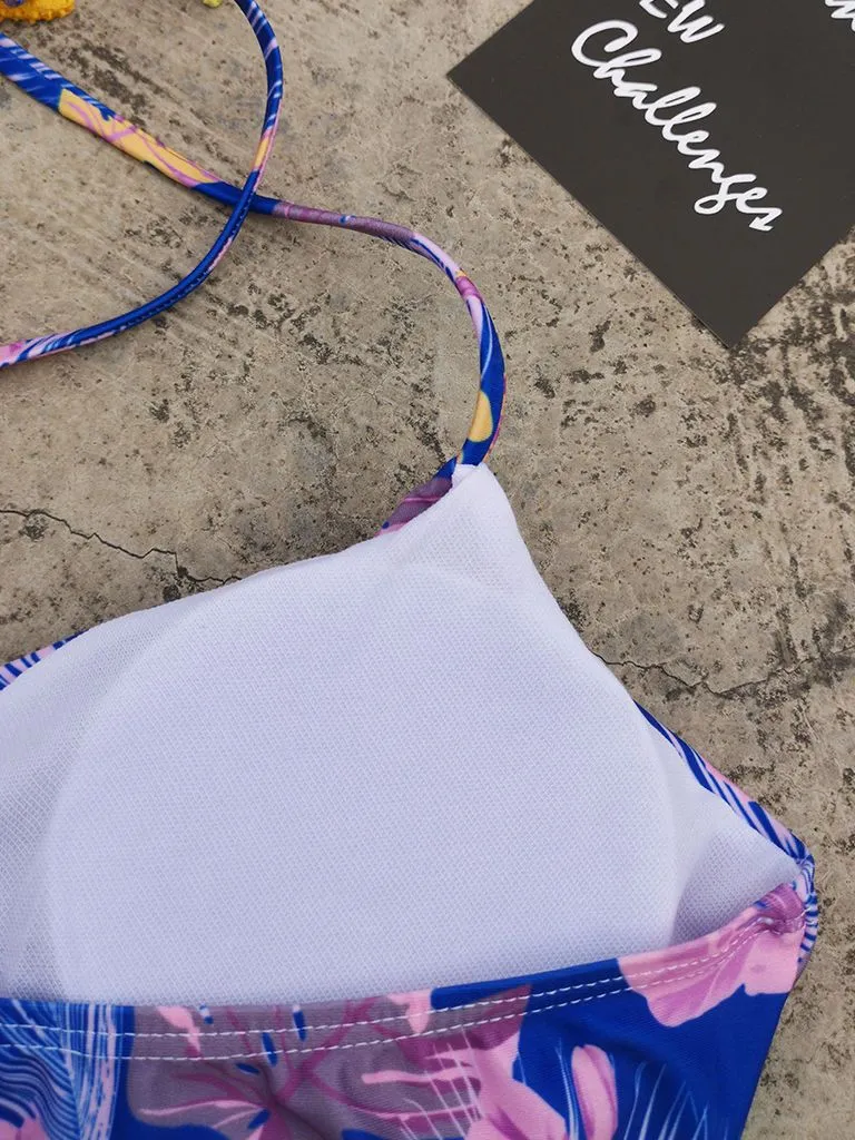 Flower Leaf Pattern Tankini Family Matching Swimwear