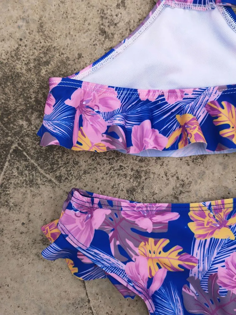 Flower Leaf Pattern Tankini Family Matching Swimwear