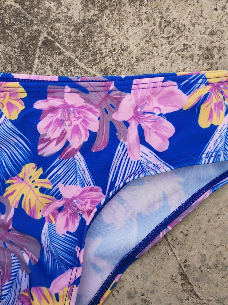 Flower Leaf Pattern Tankini Family Matching Swimwear