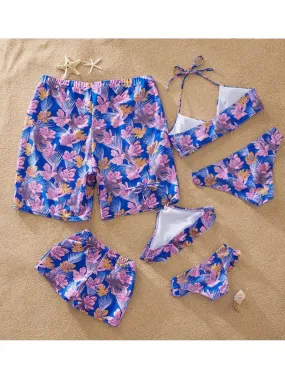 Flower Leaf Pattern Tankini Family Matching Swimwear