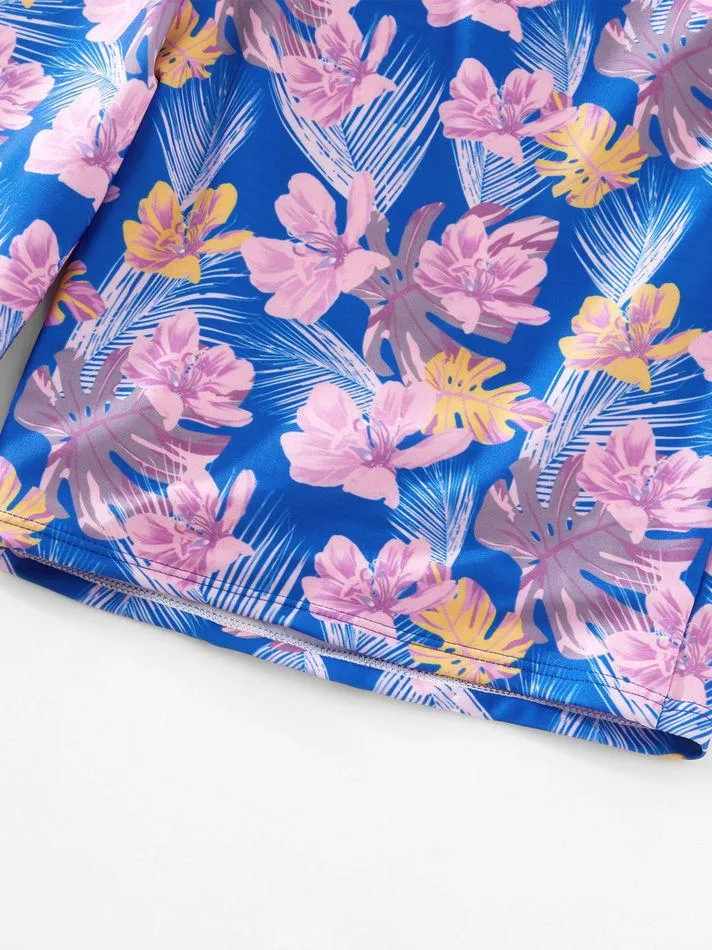 Flower Leaf Pattern Tankini Family Matching Swimwear