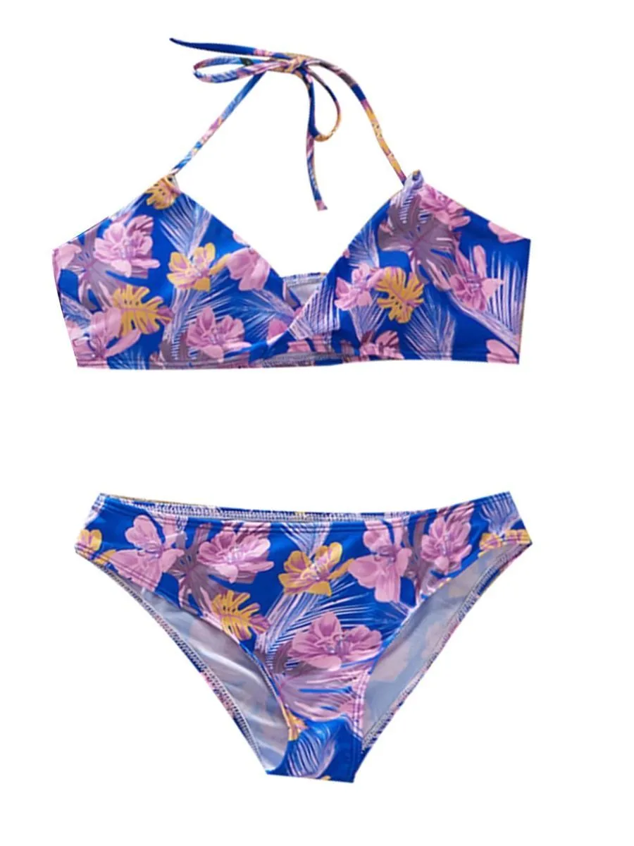 Flower Leaf Pattern Tankini Family Matching Swimwear