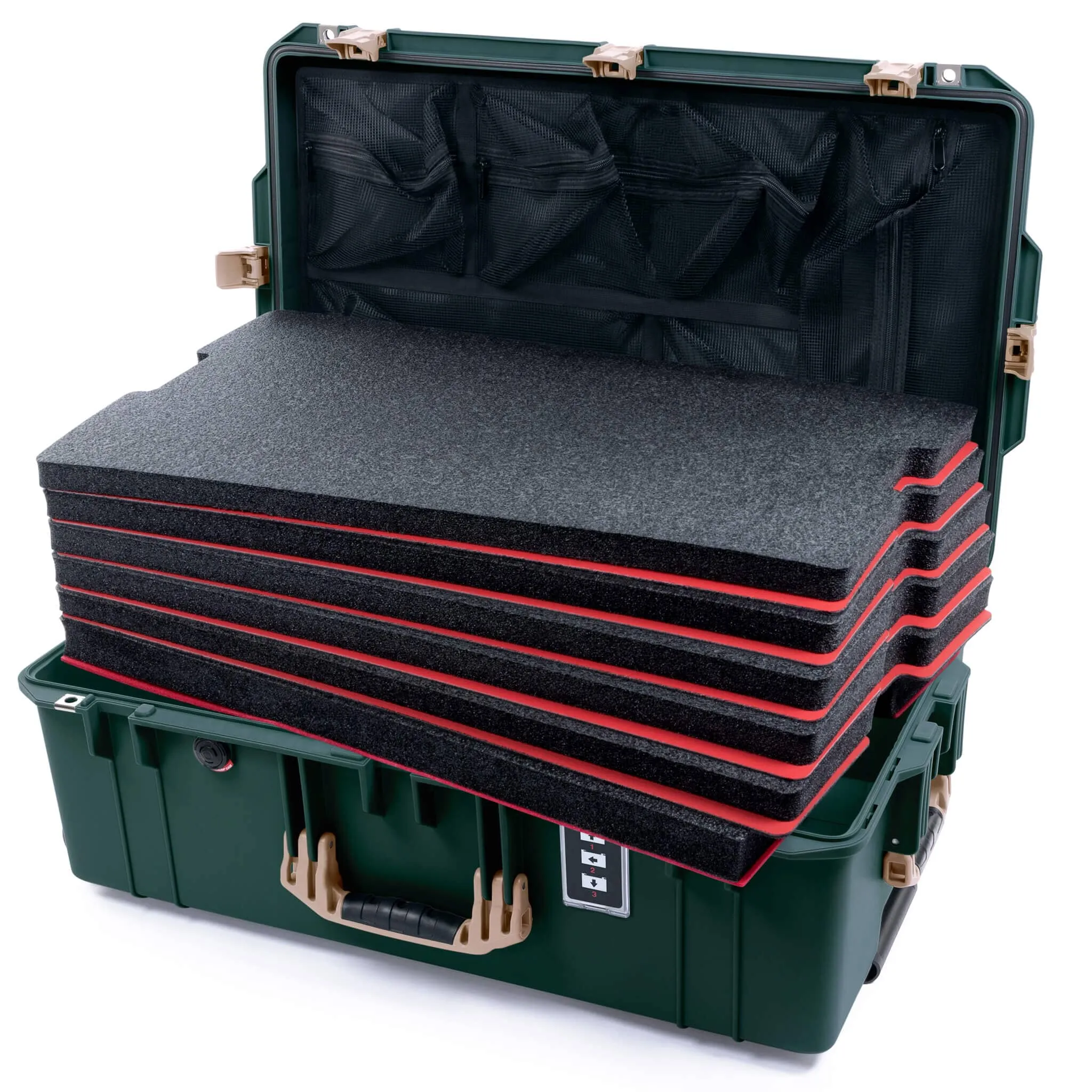 Pelican 1595 Air Case, Trekking Green with Desert Tan Handles & Latches