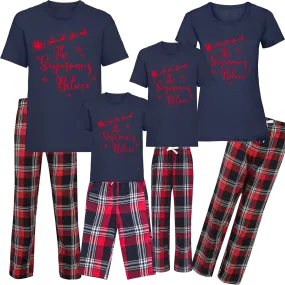 Personalised Family Name Believes - Tartan Family Matching PJs
