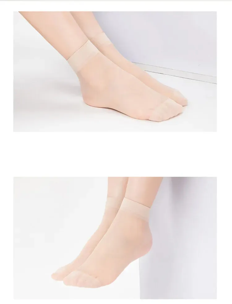 Super Thin Crystal Transparent Skin Color Elastic Ankle Socks