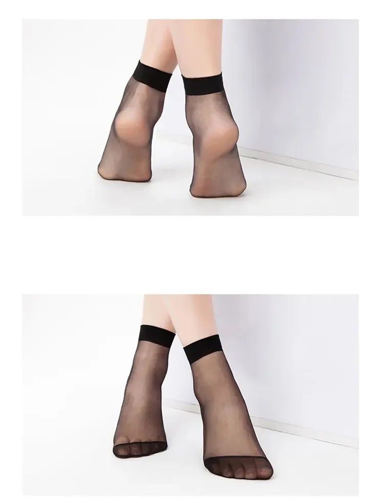 Super Thin Crystal Transparent Skin Color Elastic Ankle Socks