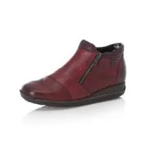 Womens Rieker Ankle Boot w/ Side Zipper 44281-35-3 Red